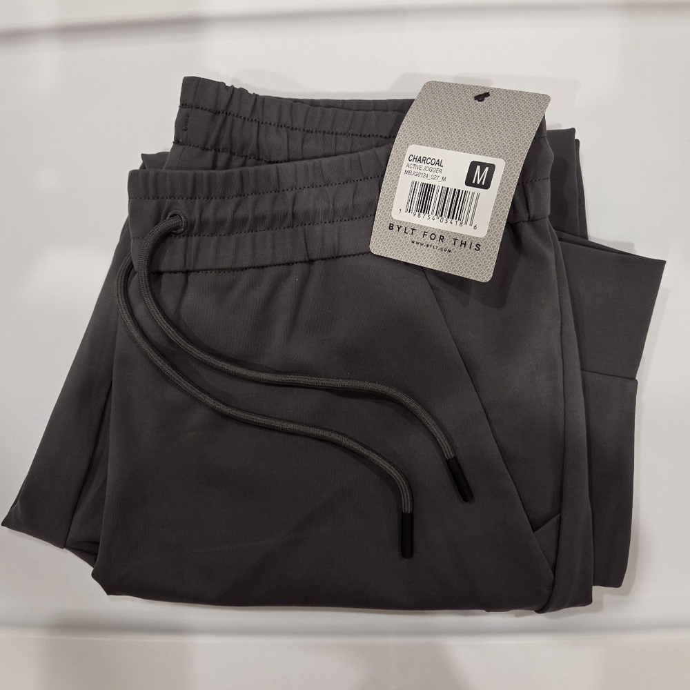 NWT BYLT Men's Charcoal Drawstring Joggers - Performance Casual